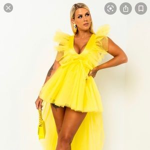 High low yellow tulle dress size medium